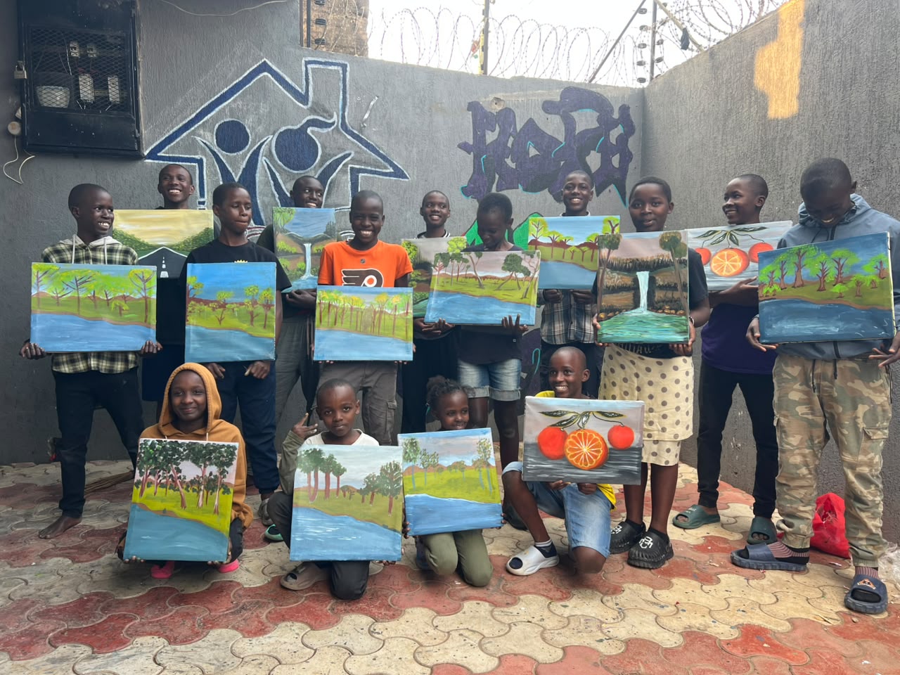 Children doing artwork during Art Mentorship classes