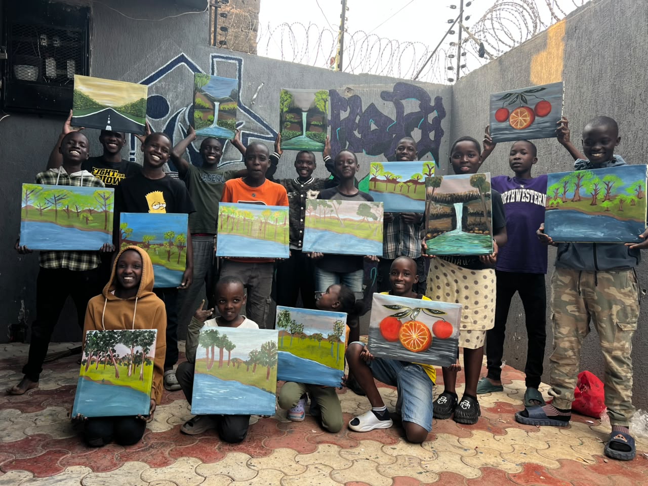 Children doing artwork during Art Mentorship classes
